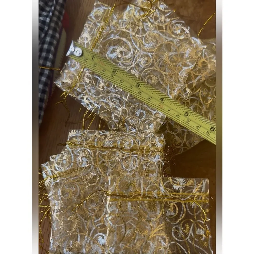 Gold Embroidered Gift Pouches - Set of Decorative Bags lot of 70